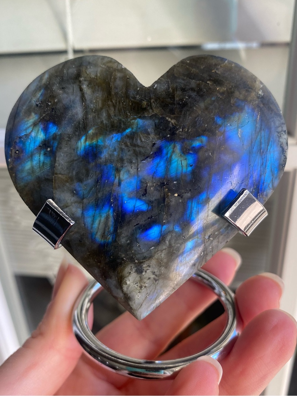 💙 Labradorite Heart — 2.5” 💙 Stand included